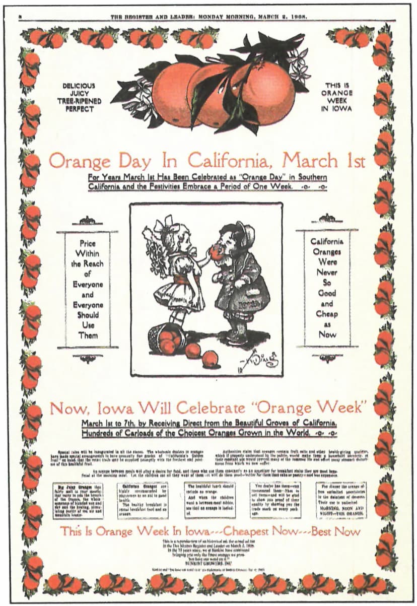 Orange Day In California, March 1st — Promotional broadside