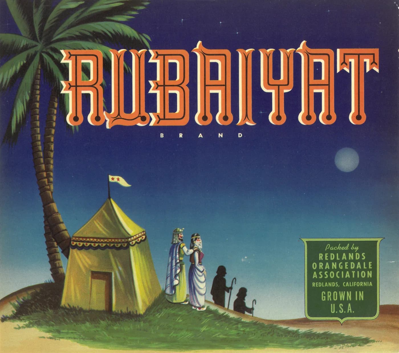 Rubaiyat, citrus crate label, Redlands, California, 1920-1930