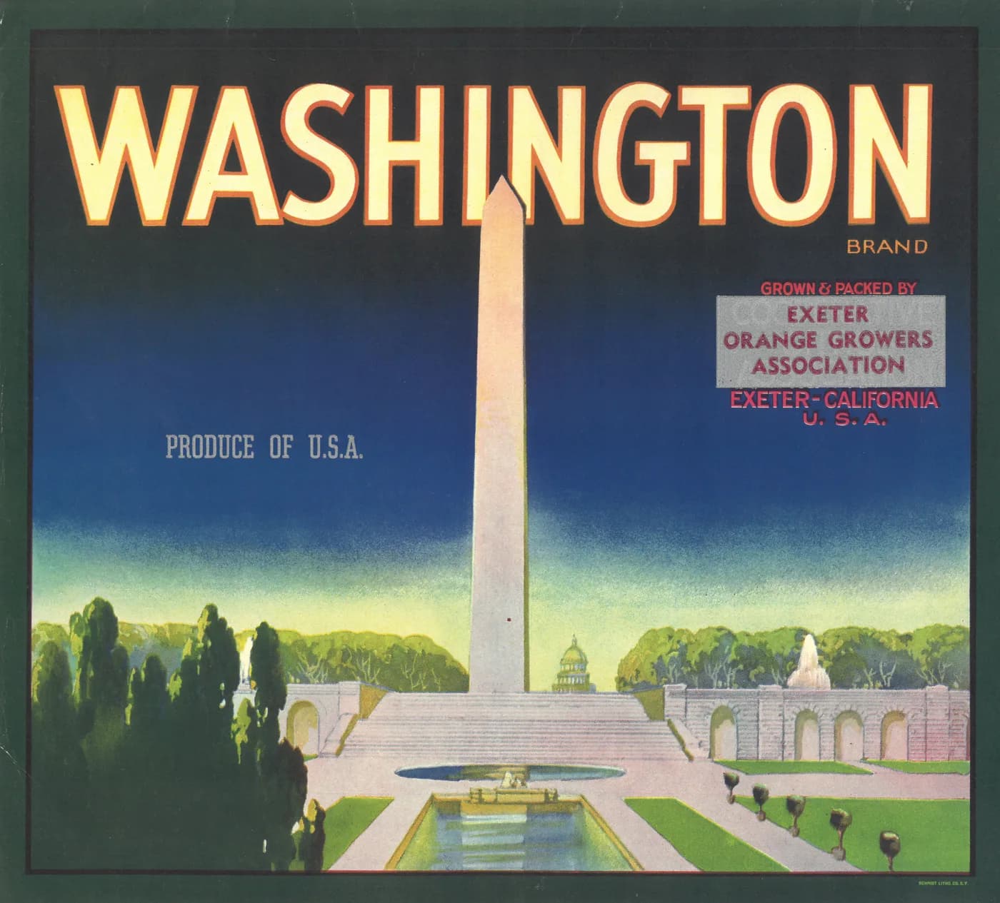 Washington, citrus crate label, Exeter, California, U.S.A., 1900-1910