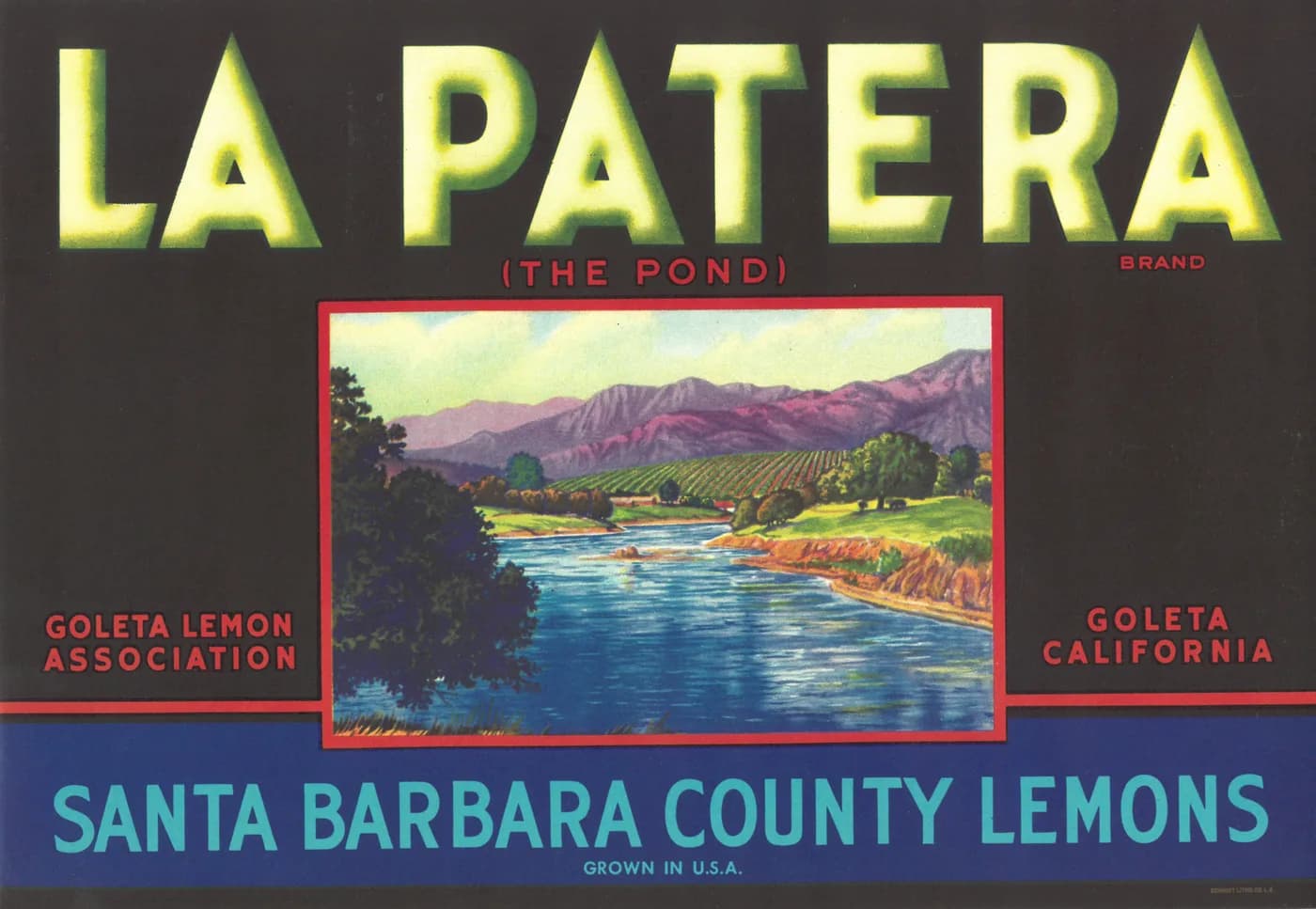 La Patera, citrus crate label, lemons, Goleta, California, 1900-1910