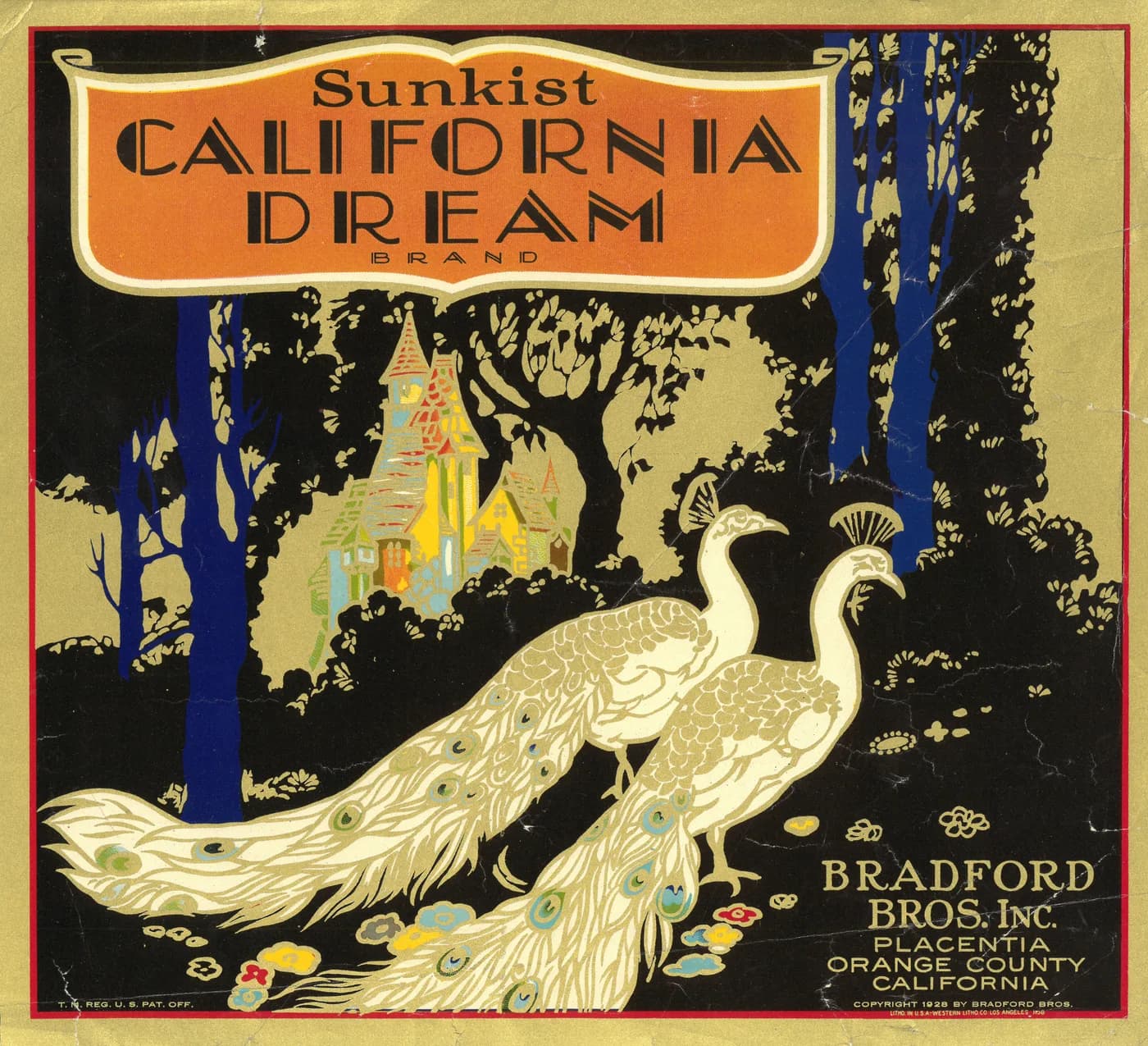 California Dream, citrus crate label, sunkist, Placentia, Orange County, California, 1890-1900