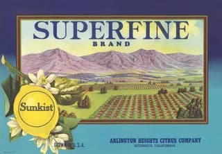 Superfine, citrus crate label, lemon, Riverside, California, 1925