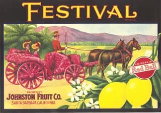Festival, citrus crate label, lemon, Santa Barbara, California, 1909