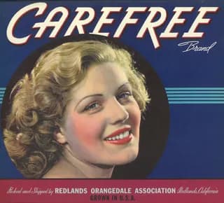 Carefree, citrus crate label, Redlands, California, 1920-1930