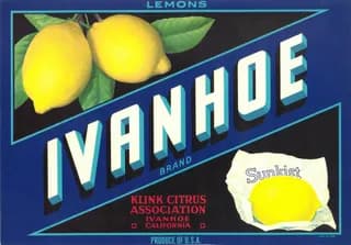 Ivanhoe, citrus crate label, lemons, Ivanhoe, California, 1890-1900