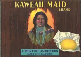 Kaweah Maid, citrus crate label, lemon, Lemon Cove, California, 1920-1930
