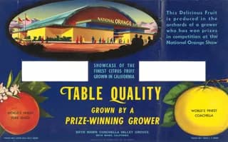 Gold Crest, citrus crate label, orange, Bryn Mawr, Coachella Valley, California, 1928