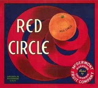 Red Circle, citrus crate label, Riverside, U.S.A., 1890-1900