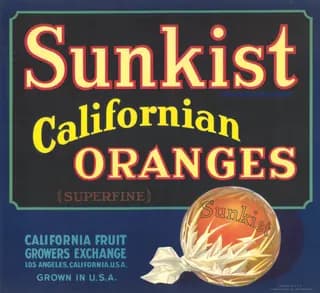 Sunkist, citrus crate label, oranges, Los Angeles, California, U.S.A., 1920-1930
