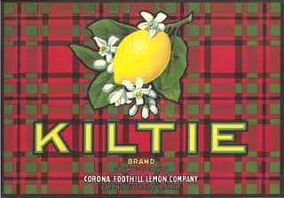 Kiltie, citrus crate label, lemon, Corona, Riverside Co., Calif., 1910-1920