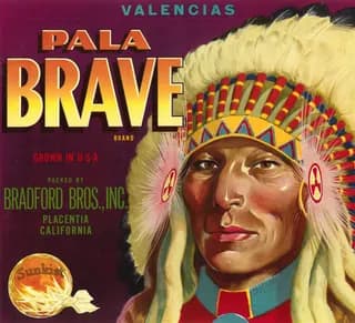 Pala Brave, citrus crate label, valencias, U.S.A, 1910-1920