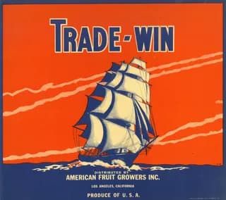 Trade-Win, citrus crate label, Los Angeles, California, 1920-1930