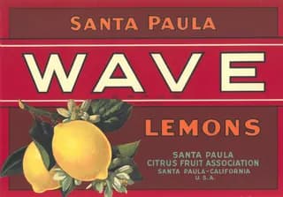 Wave, citrus crate label, lemons, Santa Paula, California, U.S.A., 1925