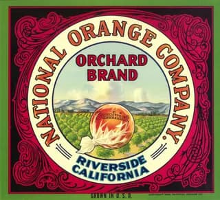 Orchard Brand, citrus crate label, orange, Riverside, California, 1928