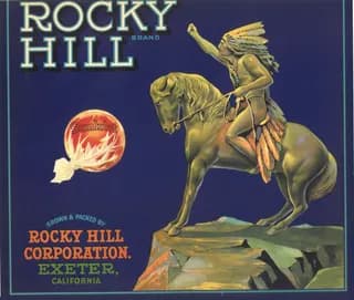 Rocky Hill, citrus crate label, sunkist, Exeter, California, 1920-1930