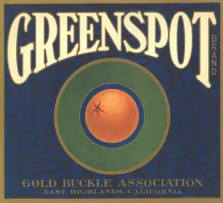 GREESPOT, citrus crate label, East Highlands, California, 1931