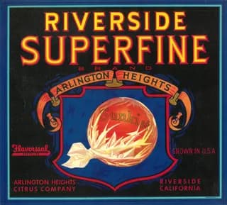Riverside Superfine, citrus crate label, sunkist, Riverside, California, 1890-1900