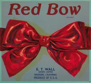 Red Bow, citrus crate label, Riverside, California, 1921